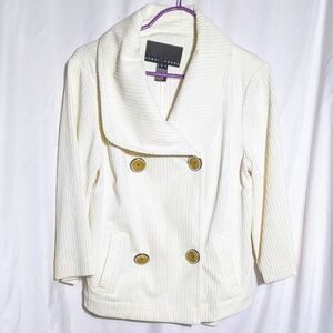 Women's Yansi Fugel Winter White Corduroy Pattern Jacket/Blazer | Size M‎